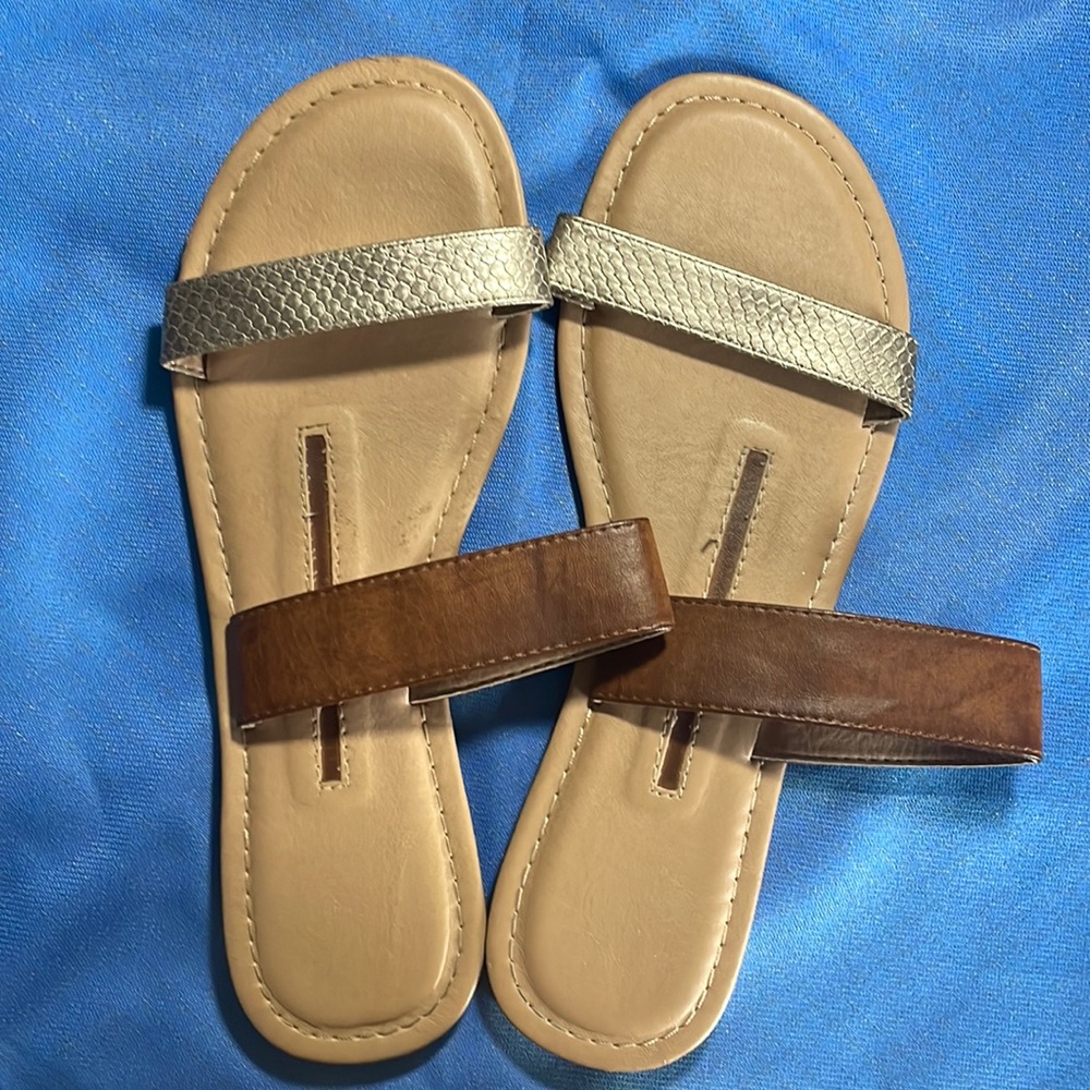 Brown and bronze flats WMS sz 9.5